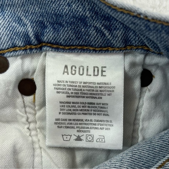 Agolde Merrel Straight Ankle Jeans Womans Size 24 Medium Wash Raw Hem - Picture 7 of 11
